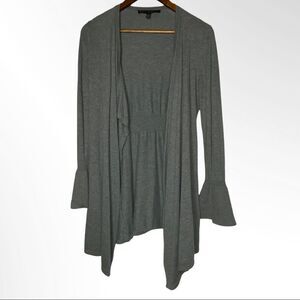 WHBM Gray Waterfall Cardigan Sweater Bell Sleeve women's size XS